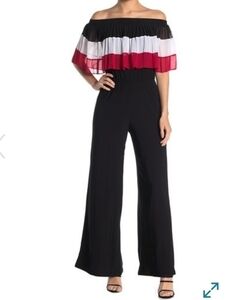 Msk Black and Red off the Shoulder Jumpsuit
